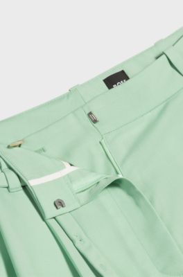 Regular-fit culottes in virgin wool, Light Green