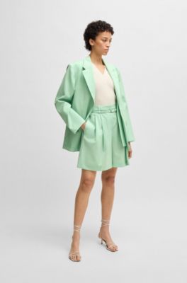 Regular-fit culottes in virgin wool, Light Green