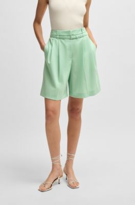 Regular-fit culottes in virgin wool, Light Green