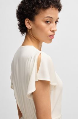 V-neck dress in stretch material, White