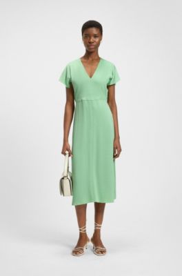 V-neck dress in stretch material, Light Green