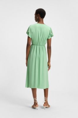 Robe &agrave; col&nbsp;V en mati&egrave;re stretch, Chaux