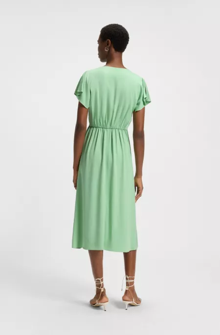 Robe à col V en matière stretch