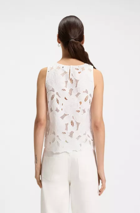 Chemisier ajusté en broderie anglaise de coton mélangé