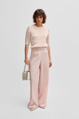 Relaxed-fit trousers in virgin wool, Light Pink