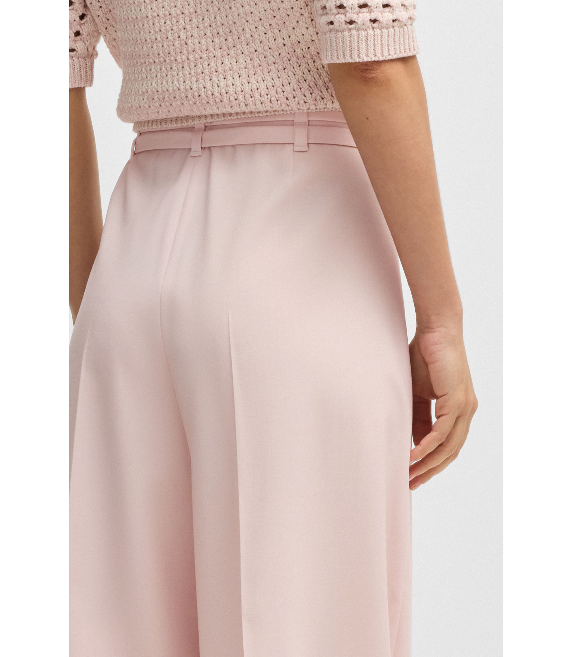 【コットンリネン】Berluti　Slacks Pants　薄ピンク　46　春夏 Tailored-Fit Linen-Blend Herringbone Suit Trouser | Banana