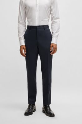 Slim-fit suit in pinstripe virgin wool, Blue Patterned