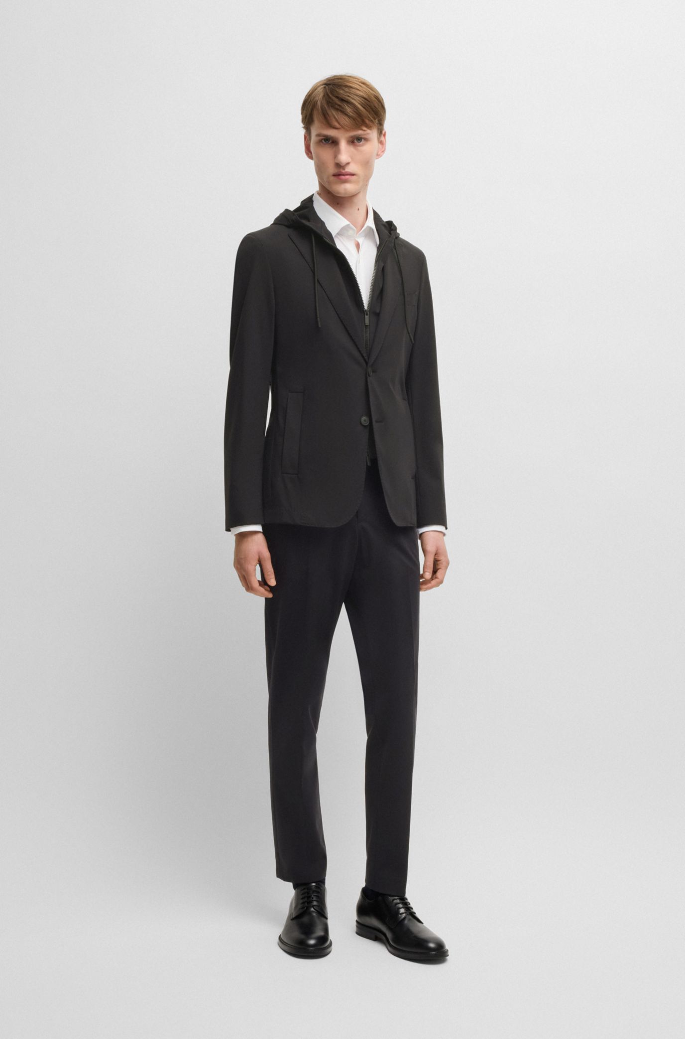 BOSSスリムフィットコート BOSS - スリムフィットコート デタッチャブルインナー - グレー