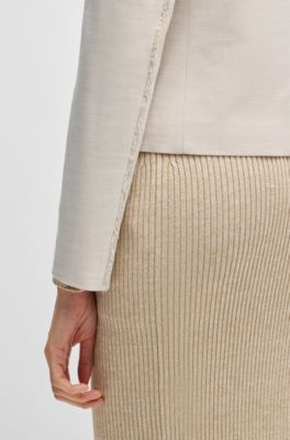 Veste Regular en tissu stretch chin&eacute;, Beige clair