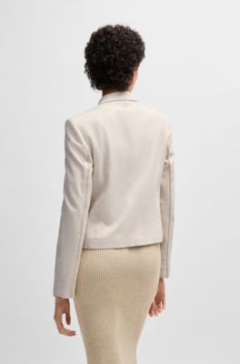 Regular-fit blazer in melange stretch fabric, Light Beige
