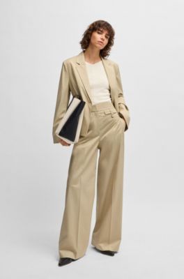 Single-button blazer in airy stretch cotton, Beige