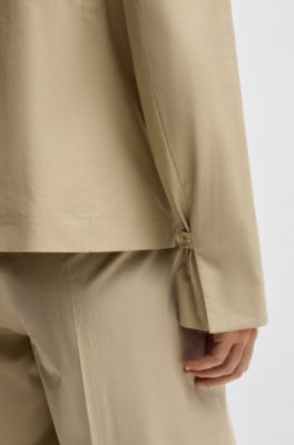 Single-button blazer in airy stretch cotton, Beige