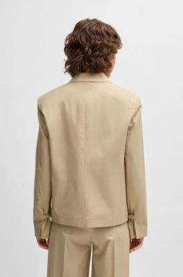 Single-button blazer in airy stretch cotton, Beige