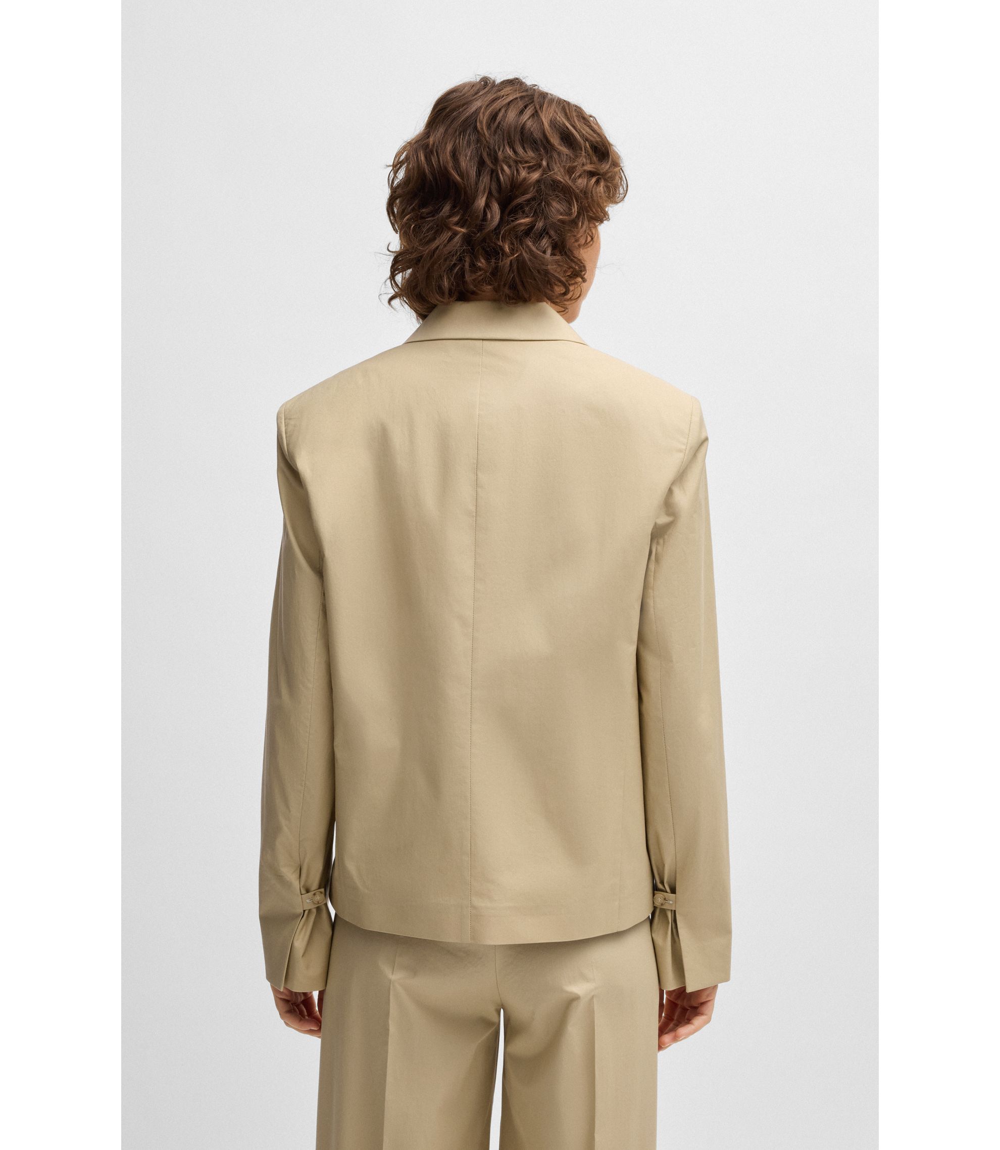 BOSS - Single-button blazer in airy stretch cotton - Beige