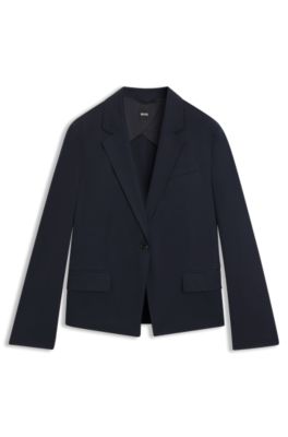 Single-button blazer in airy stretch cotton, Dark Blue
