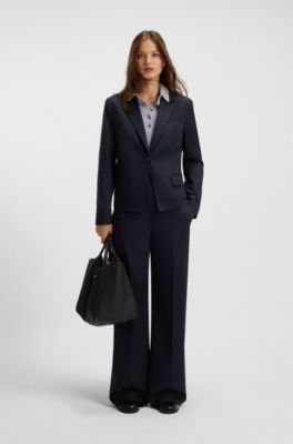 Single-button blazer in airy stretch cotton, Dark Blue