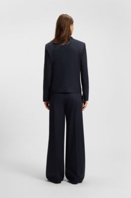 Single-button blazer in airy stretch cotton, Dark Blue