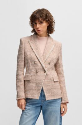 Slim-fit blazer in summery tweed, Patterned