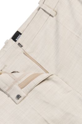 Relaxed-fit trousers in melange stretch fabric, Light Beige