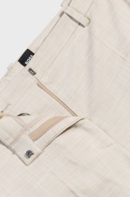Relaxed-fit trousers in melange stretch fabric, Light Beige