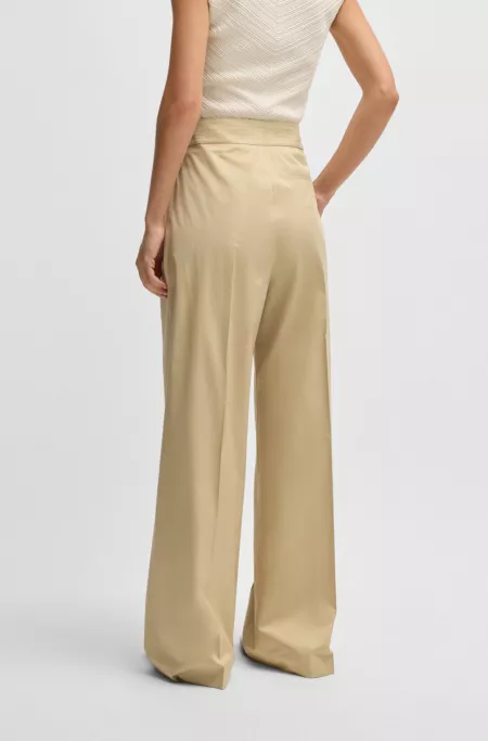 High-waisted regular-fit trousers in airy stretch cotton
