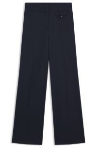 High-waisted regular-fit trousers in airy stretch cotton, Dark Blue