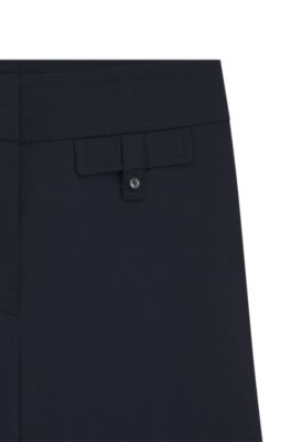 High-waisted regular-fit trousers in airy stretch cotton, Dark Blue