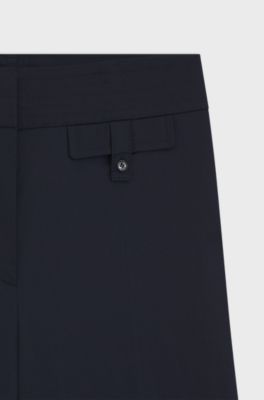 High-waisted regular-fit trousers in airy stretch cotton, Dark Blue