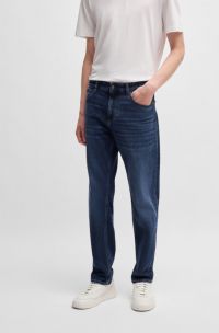 Jean Regular Maine en denim stretch bleu confortable, Bleu foncé