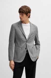 Regular-fit jacket in micro-patterned stretch fabric, Grey