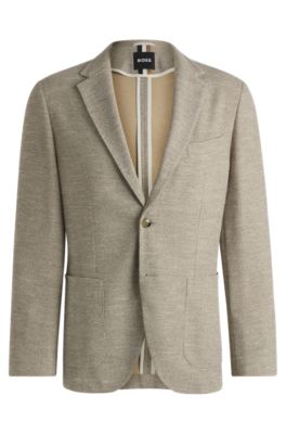 Regular-fit jacket in micro-patterned stretch fabric, Light Beige