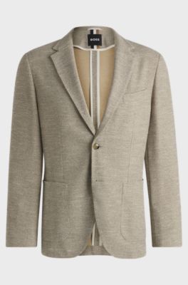 Regular-fit jacket in micro-patterned stretch fabric, Light Beige