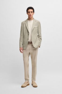Regular-fit jacket in micro-patterned stretch fabric, Light Beige