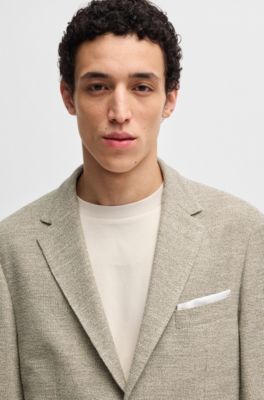 Regular-fit jacket in micro-patterned stretch fabric, Light Beige