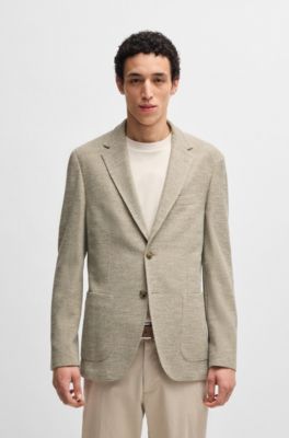 Regular-fit jacket in micro-patterned stretch fabric, Light Beige