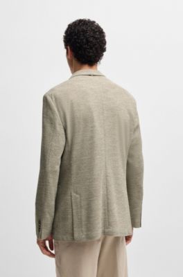 Regular-fit jacket in micro-patterned stretch fabric, Light Beige