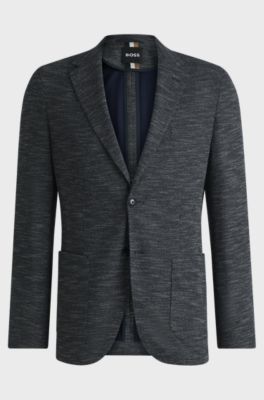 Regular-fit jacket in micro-patterned stretch fabric, Dark Blue