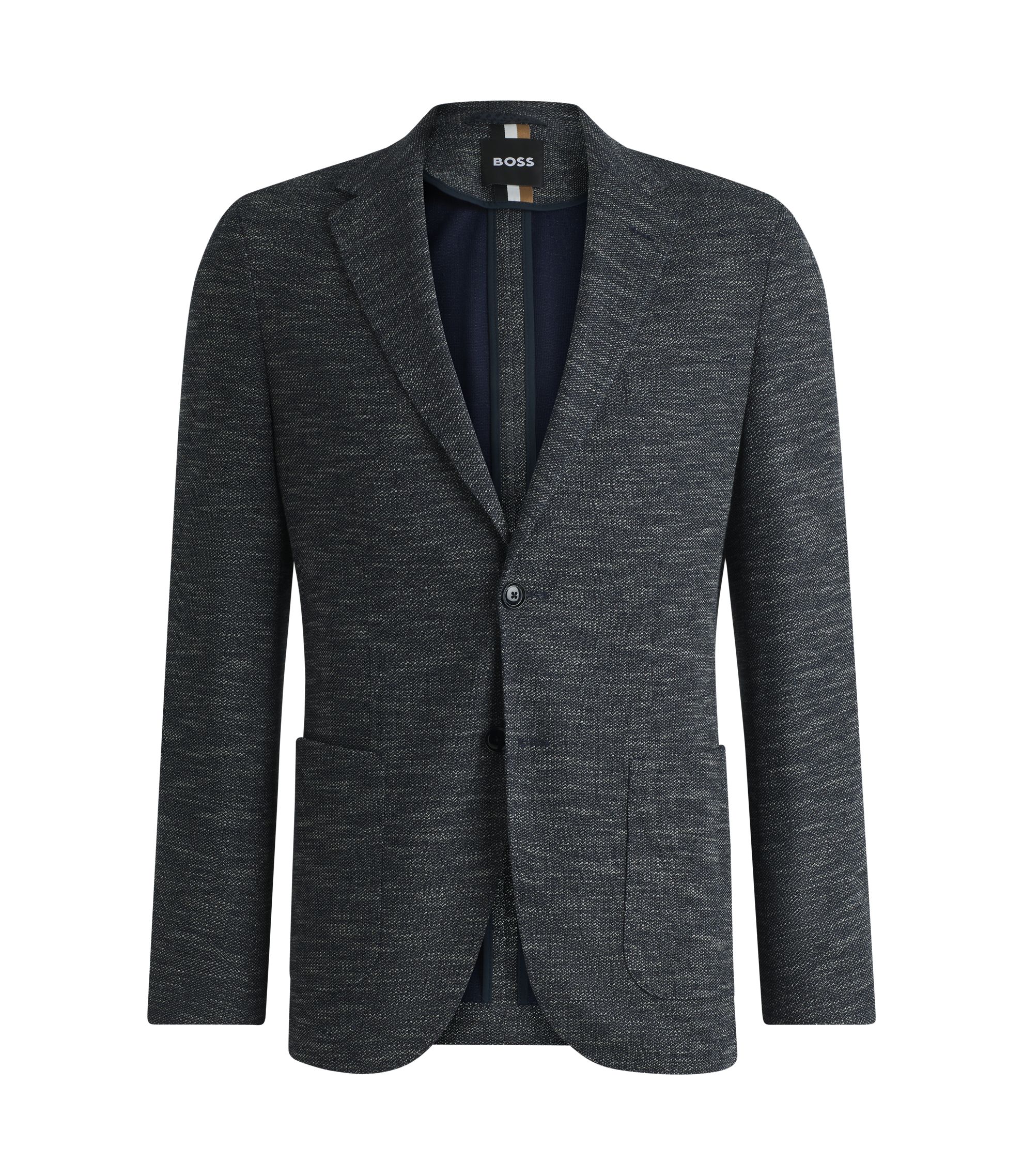 HUGO BOSS ジャケット BOSS - Regular-fit jacket in micro-patterned stretch fabric - Dark
