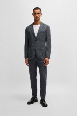 Regular-fit jacket in micro-patterned stretch fabric, Dark Blue