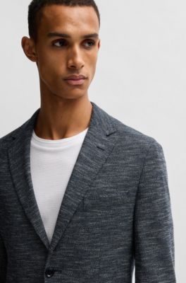 Regular-fit jacket in micro-patterned stretch fabric, Dark Blue