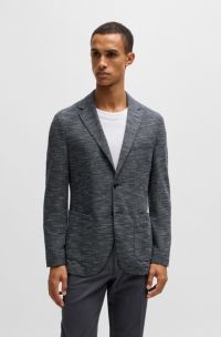 Regular-fit colbert van stretchmateriaal met microdessin, Donkerblauw