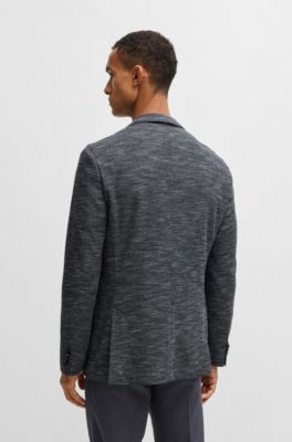 Regular-fit jacket in micro-patterned stretch fabric, Dark Blue