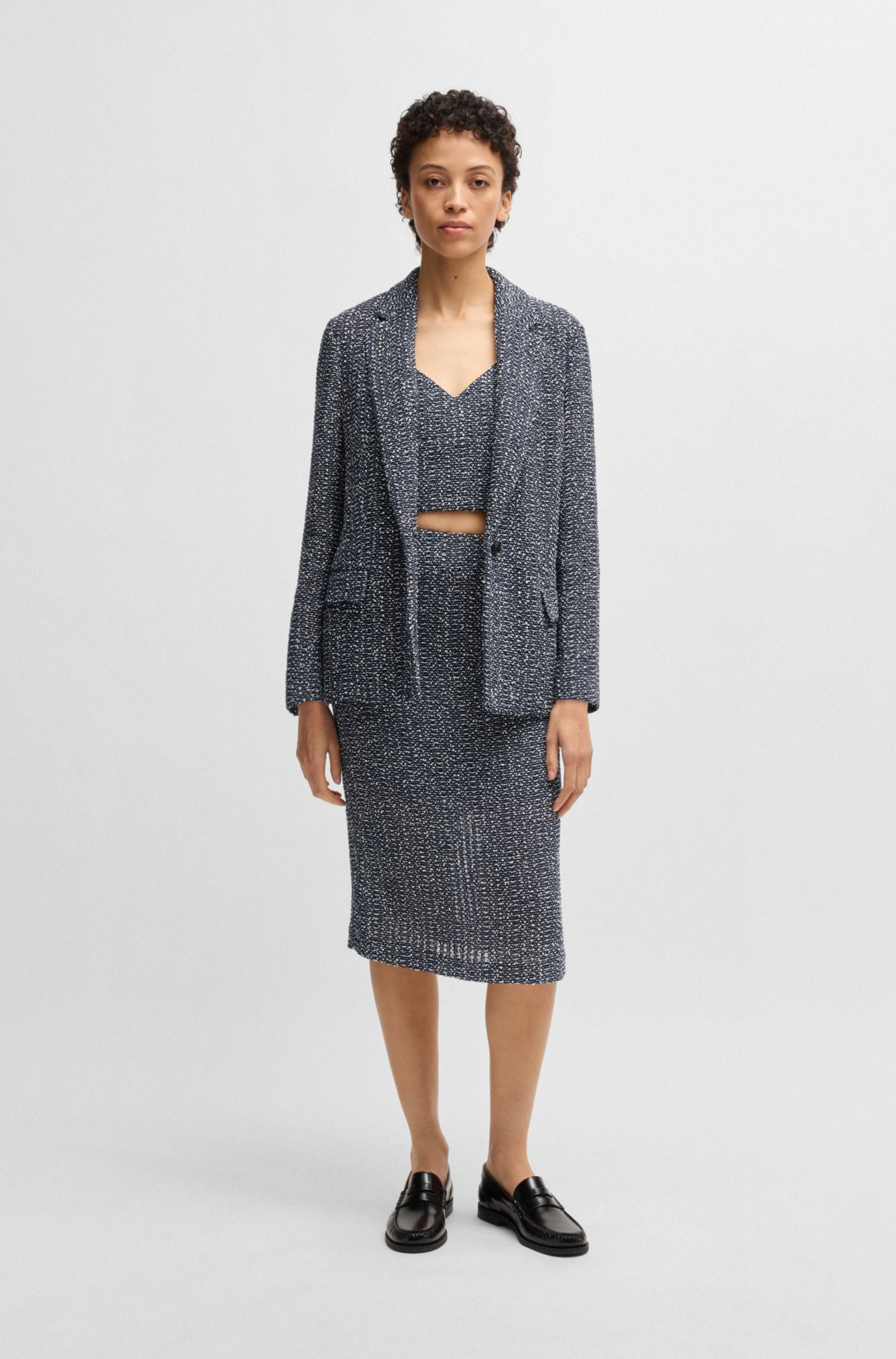 Hugo Boss■BOSS Womenswear■半袖ドレス BOSS - リラックスフィットブレザー ツートン クロシェツイード