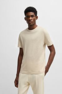 T-shirt Regular en lin et coton, Beige clair