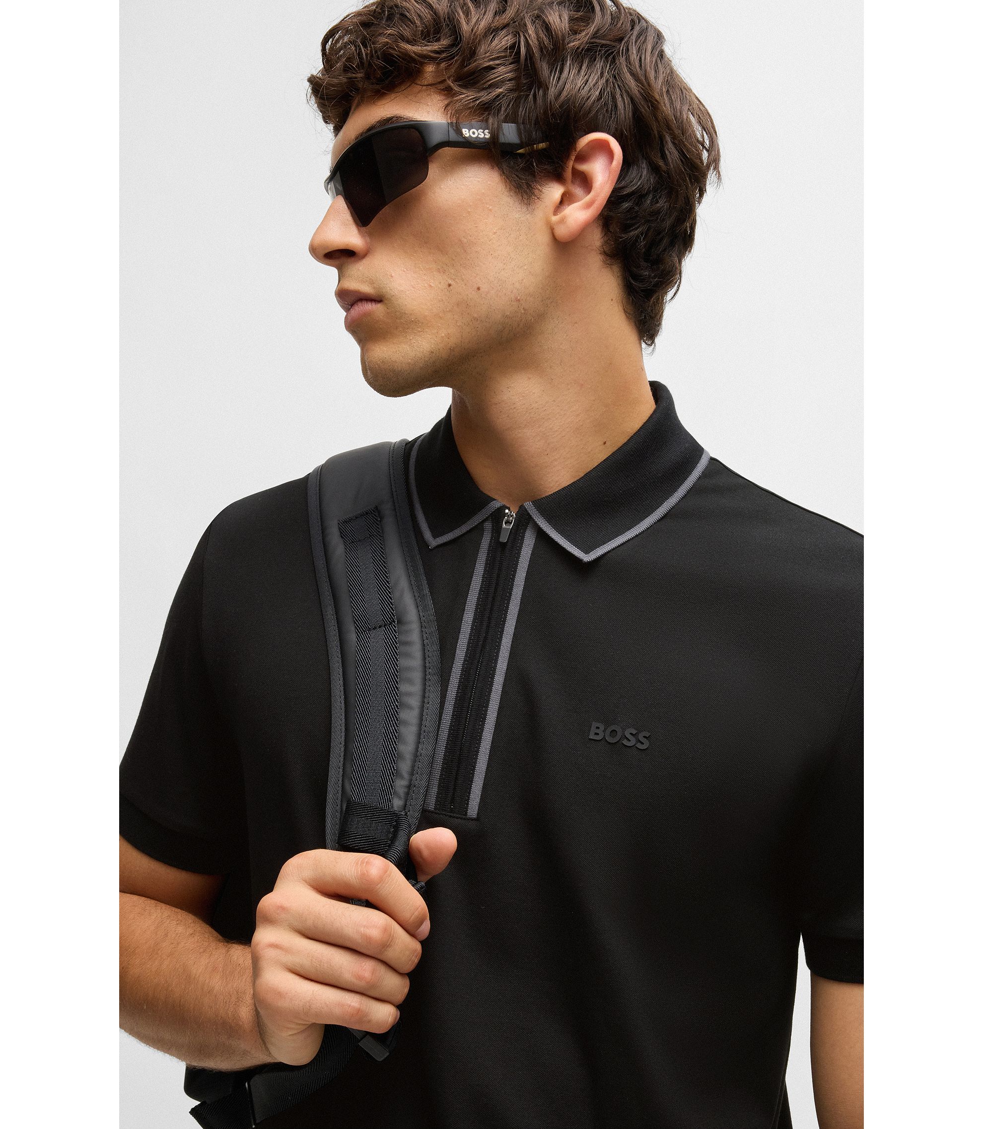 BOSS - ストレッチコットン ポロシャツ コントラストライン BOSS - ストレッチコットン ポロシャツ コントラストライン