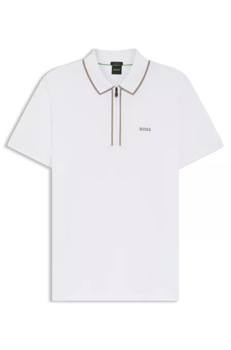 Stretch-cotton polo shirt with contrast stripes