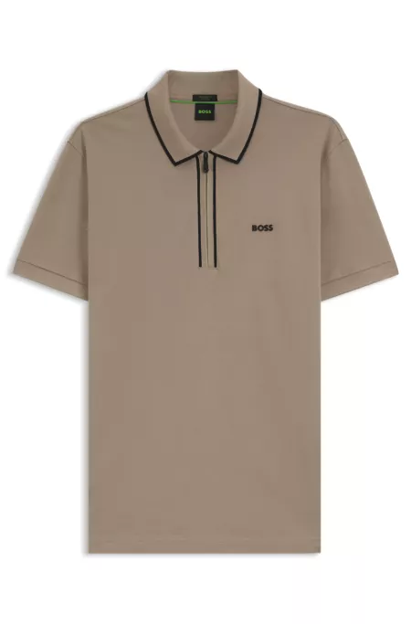 Stretch-cotton polo shirt with contrast stripes