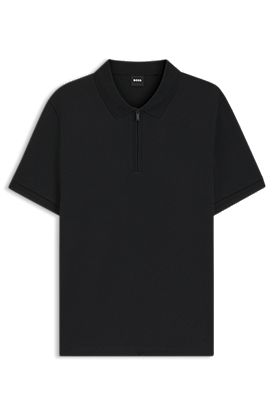 Cotton-blend polo shirt with seersucker structure