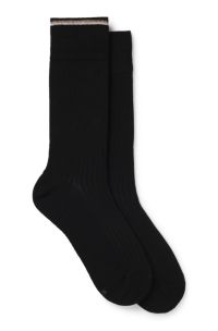 Two-pack of regular-length cotton-blend socks, Black