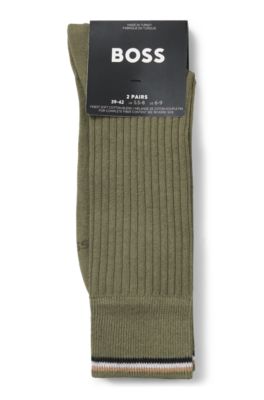 Two-pack of regular-length cotton-blend socks, Green
